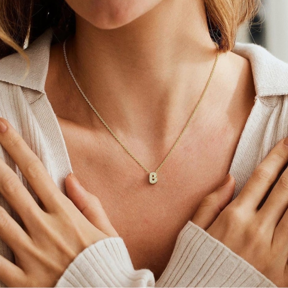 Gold Initial Pendant B Necklace - Women Jewelry